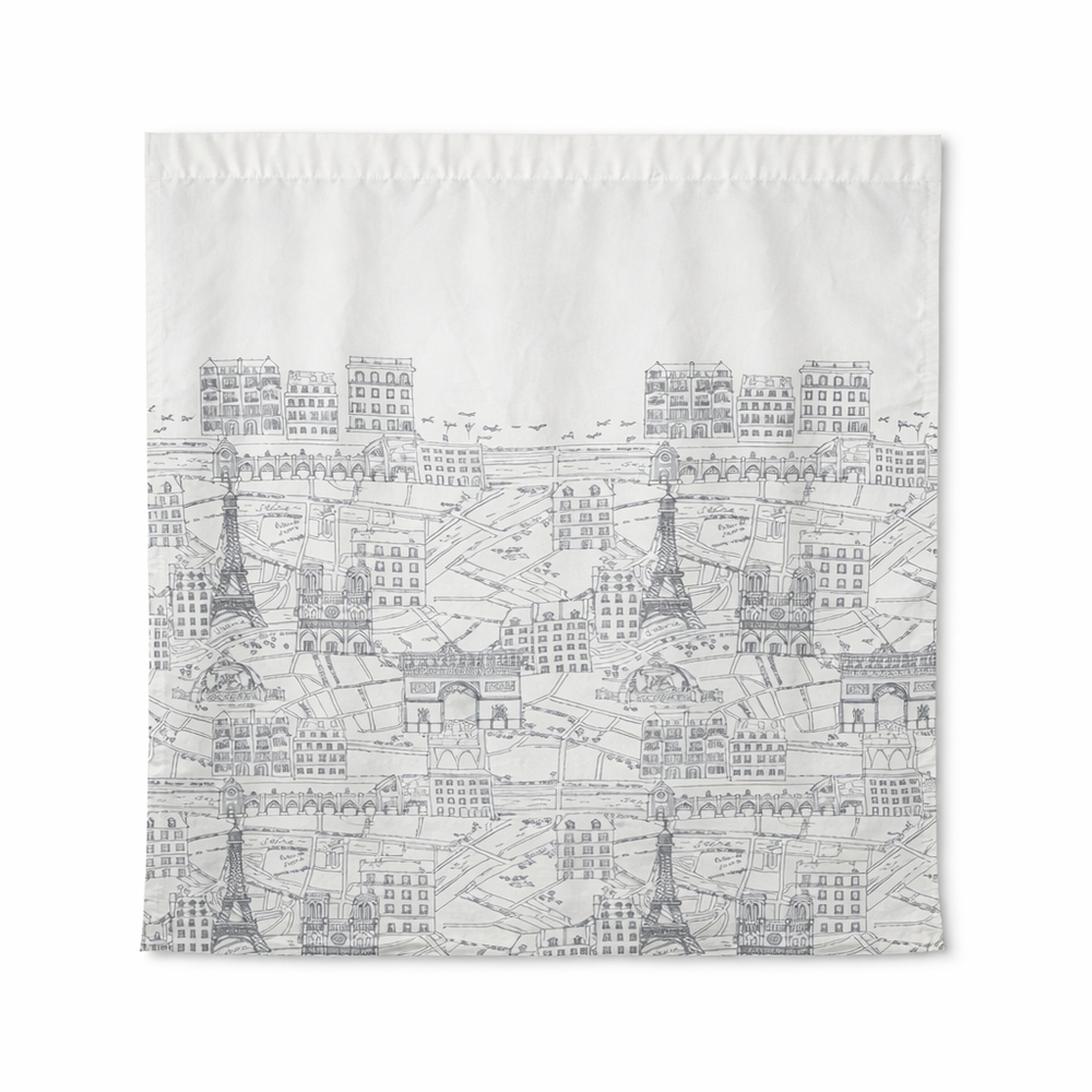 Nicole Miller Home Paris Eiffel Tower Rod Pocket Curtain Panel Black White